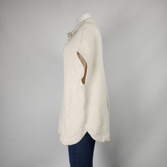 Cream Knit Quarter Zip Poncho Cardigan Size L/XL - Picture 5 of 7